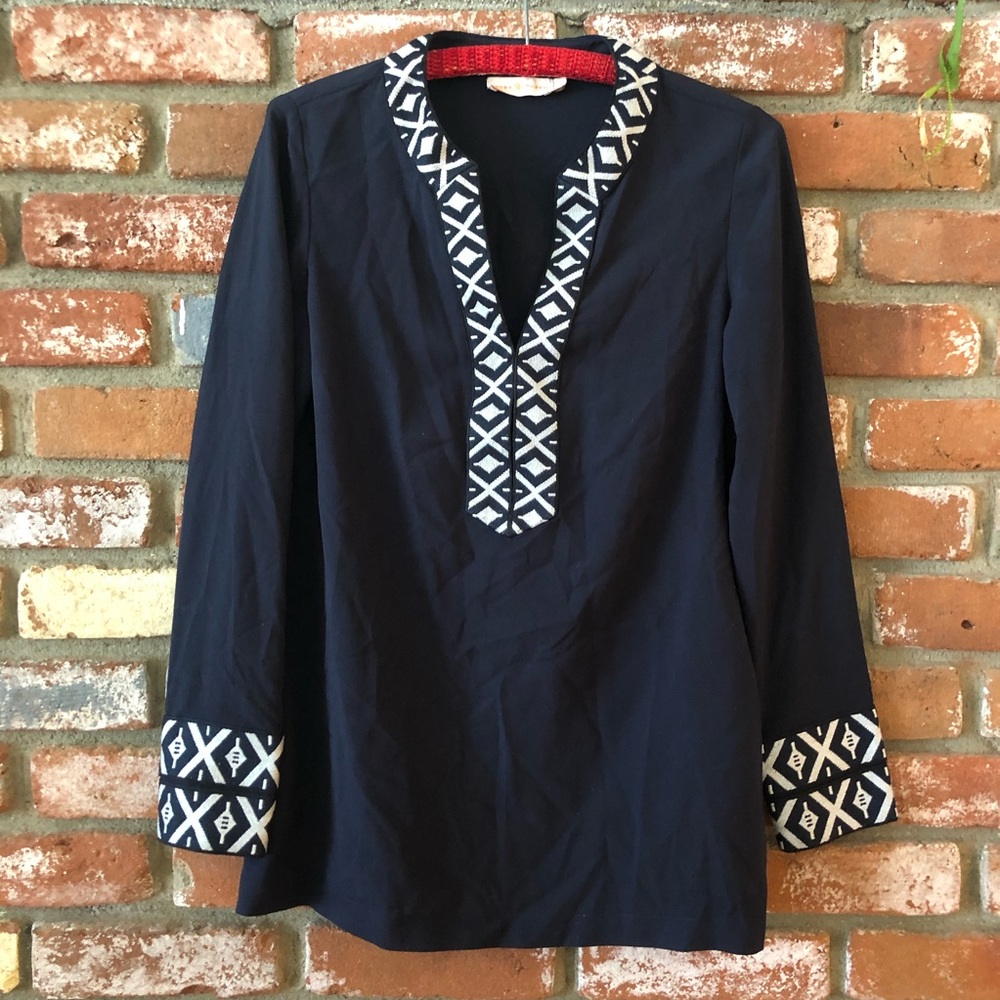 Tory Burch Printed Contrast Classic Tunic Top